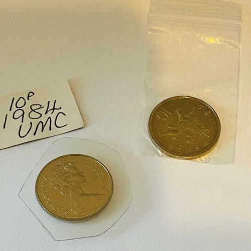 1984 Rare Lion Passant Uncirculated Ten pence 10p Coins QE 2nd VAT Receipt 