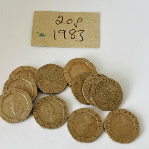 20p 1983 Circulated QE 2nd VAT Receipt Given