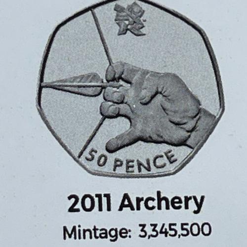 2011 Archery Olympic Coin Insert Space Filler Place Holder Empty Pocket TGBCH