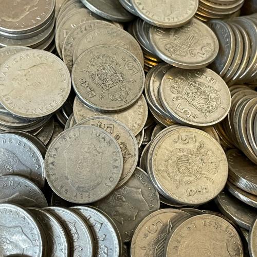 Pair 5 ptas Pesata Coin 1975 Spanish Spain Espana Juan Carlos 2 Coins 4 Cufflink