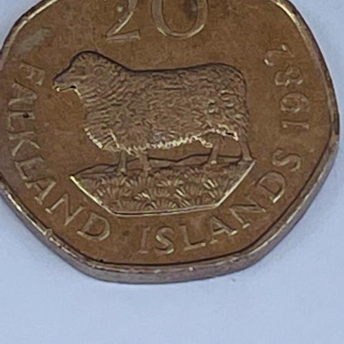 1982 Falkland Islands 20p Twenty Pence Romney Marsh Sheep Coins Circulated VAT