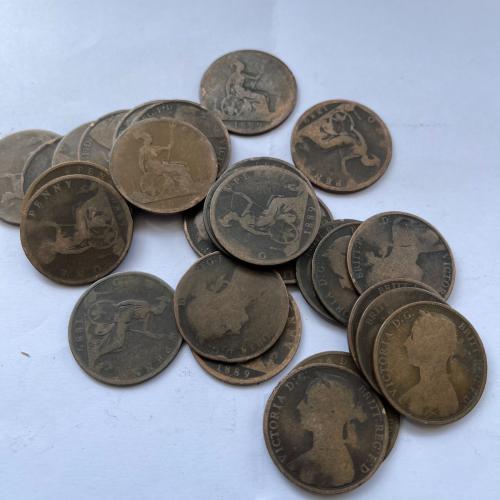 1889 Bun Head Queen Victoria Penny 1d Circulated History Coin Victorian Reasonab