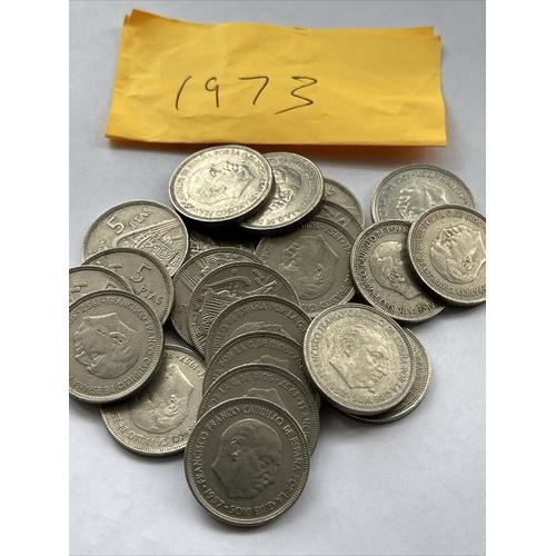 5 ptas Pesata Coin 1973 Spanish Spain Espana Juan Carlos VAT Receipt Given