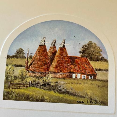 Vintage Round GrainStore and House Print Stella P Reading 1970's 1980's VGC