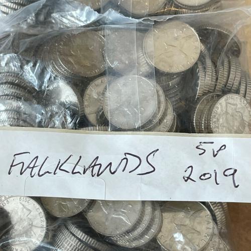2019 Falkland Islands 5p Five Pence Black Browed Albatross Coin Uncirculated VAT