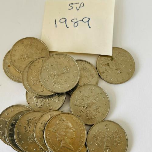 5p Circulated Five Pence 1989 VAT Receipt Given