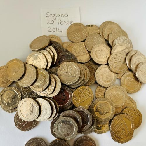 20p 2014 Shield Circulated QE 2nd VAT Receipt Given