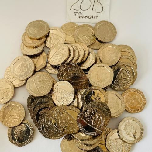 20p 2015 5th Portrait Shield Circulated QE 2nd VAT Receipt Given