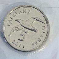 2011 Falkland Islands 5p Five Pence Black Browed Albatross Coin Uncirculated VAT