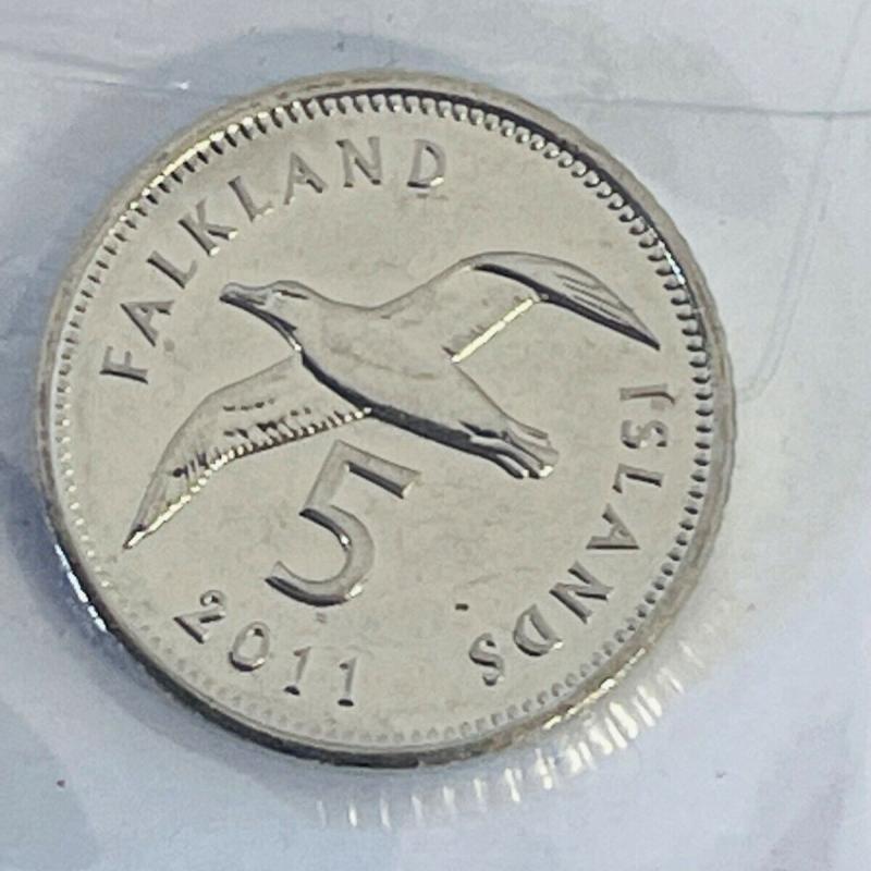 2011 Falkland Islands 5p Five Pence Black Browed Albatross Coin Circulated 