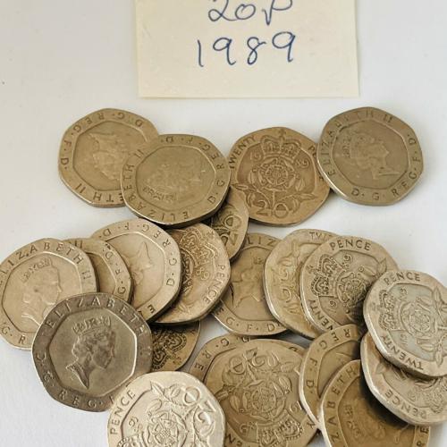 20p 1989 Circulated QE 2nd VAT Receipt Given