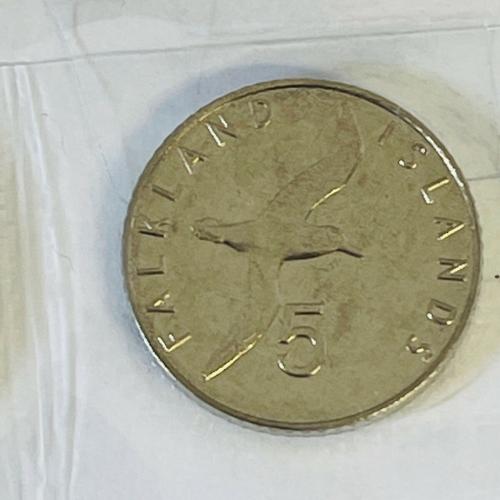 2019 Falkland Islands 5p Five Pence Black Browed Albatross Coin Circulated VAT