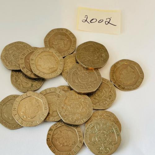 20p 2002 Circulated QE 2nd VAT Receipt Given