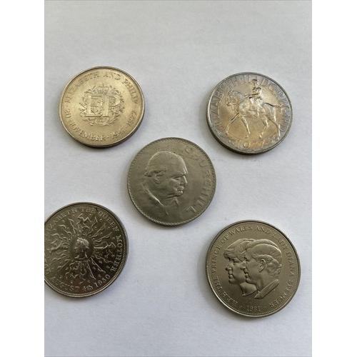 Set 5x Crowns 25p 1965 1972 1977 Silver Jubilee 1980 1981 Queen Elizabeth Circ