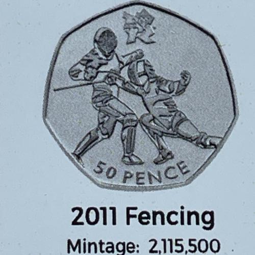 2011 Fencing Olympic Coin Insert Space Filler Place Holder Empty Pocket TGBCH