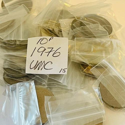 1976 Lion Passant Uncirculated Ten pence 10p Coins QE 2nd VAT Receipt Given