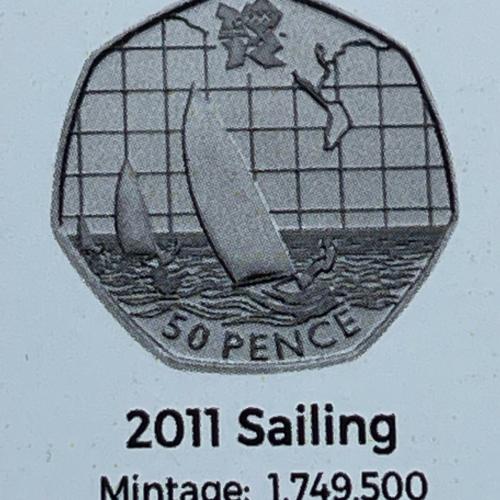 2011 Sailing Olympic Coin Insert Space Filler Place Holder Empty Pocket TGBCH
