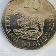 Uncirculated 2004 Falkland Island 20p Twenty Pence Romney Marsh Sheep Coins VAT 