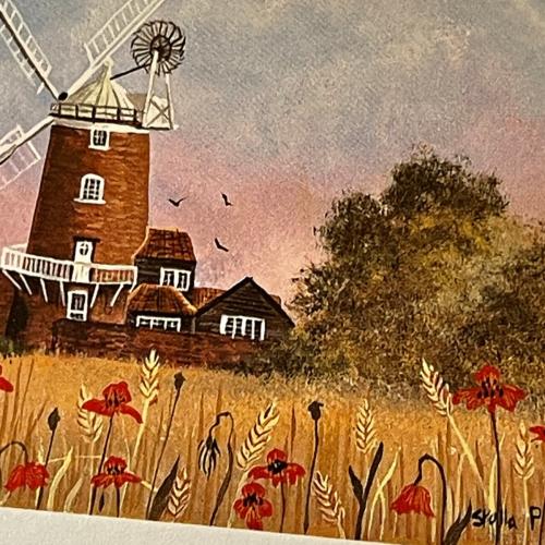 Vintage Round Wndmill and House Print Stella P Reading 1970's 1980's VGC