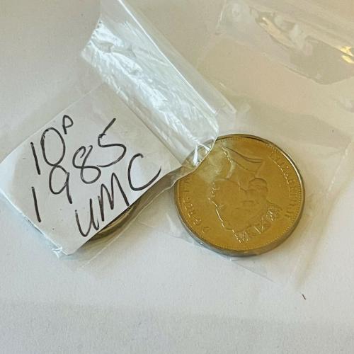 1985 Rare Lion Passant Uncirculated Ten pence 10p Coins QE 2nd VAT Receipt