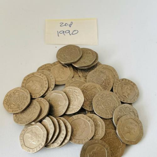20p 1990 Circulated QE 2nd VAT Receipt Given