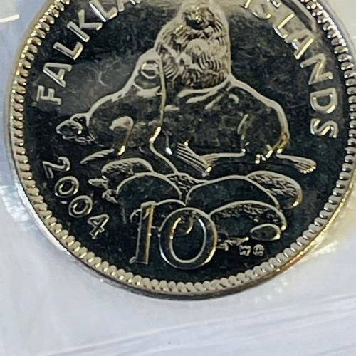 2004 Falkland Islands 10p Ten Pence Sea Lion Coin Circulated VAT Receipt Given