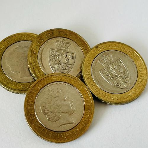 2013 The Golden Guinea Anniversary Writing Correct Way Up Heads £2