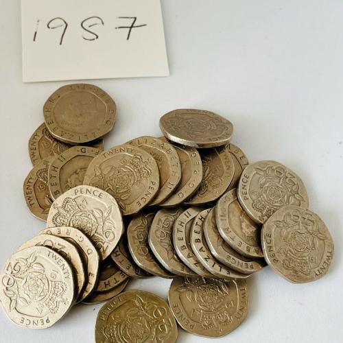 20p 1987 Circulated QE 2nd VAT Receipt Given