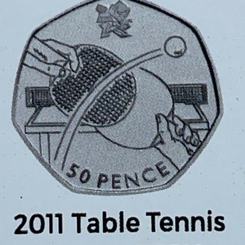 2011 Table Tennis Olympic Coin Insert Space Filler Place Holder Empty Pocket