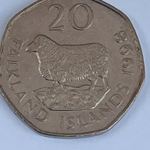 1998 Falkland Islands 20p Twenty Pence Romney Marsh Sheep Coins Good Condition