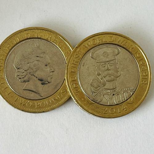 Lord Kitchener 2014 World War 1 Outbreak Writing Upside Down Tails Side £2 Coin