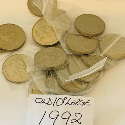 1992 Large Lion Passant Uncirculated Ten pence 10p Coins QE 2nd VAT Receipt