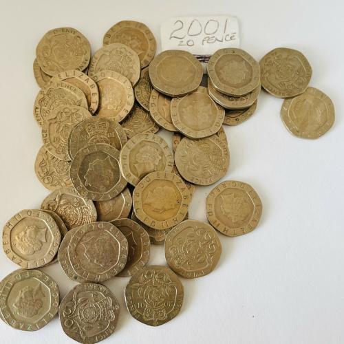 20p 2001 Circulated QE 2nd VAT Receipt Given