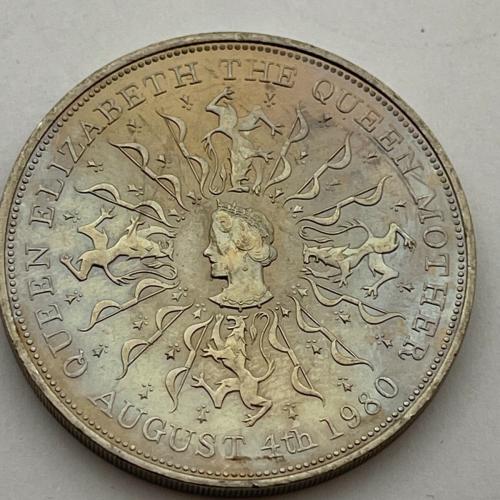 1980 QUEEN ELIZABETH QUEEN MOTHER 80th BIRTHDAY CROWN 25P CIRCULATED BOWES-LYON