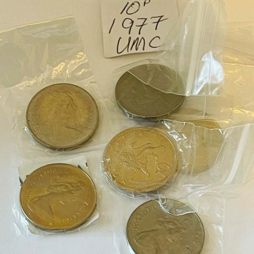 1977 Lion Passant Uncirculated Ten pence 10p Coins QE 2nd VAT Receipt Given