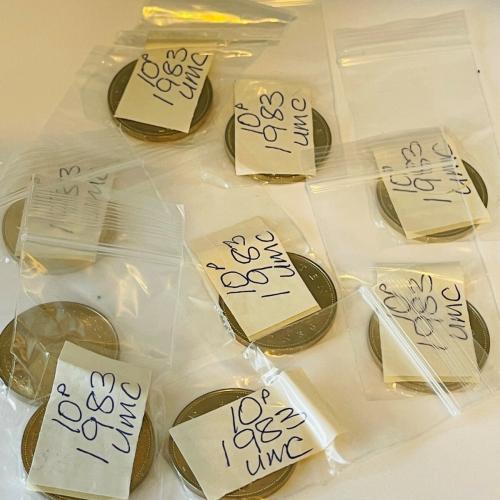 1983 Rare Lion Passant Uncirculated Ten pence 10p Coins QE 2nd VAT Receipt 