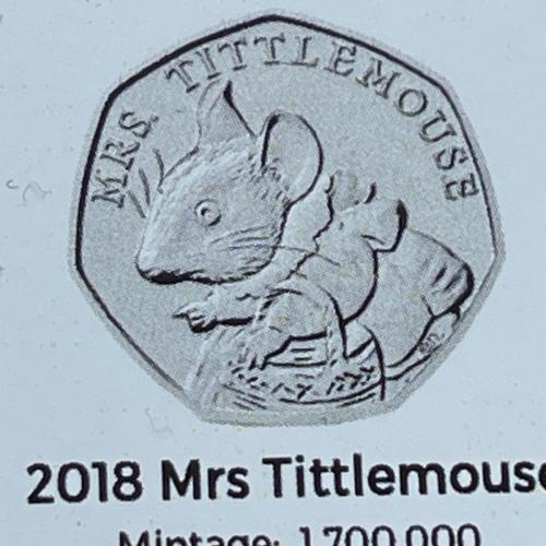 2018 Mrs Tittlemouse Coin Insert Space Filler Place Holder Empty Pocket TGBCH