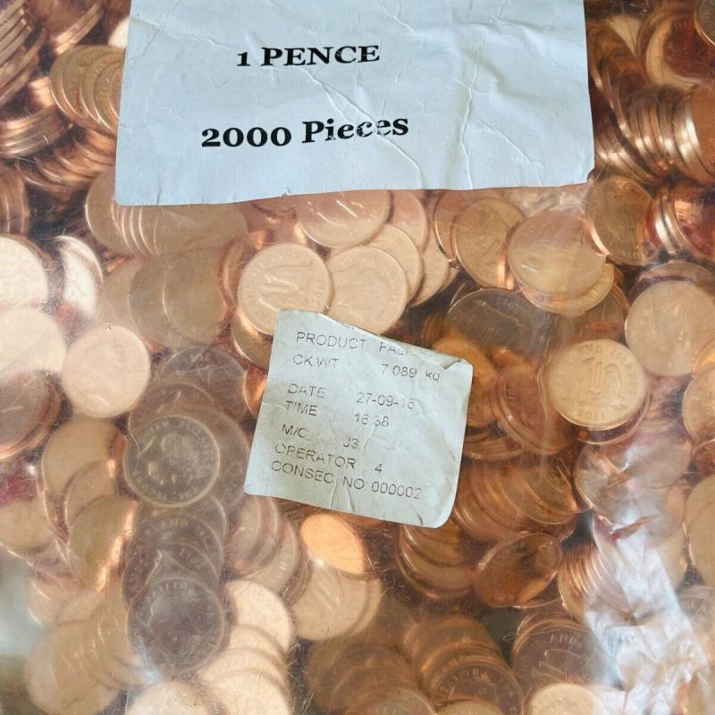 2011 Falkland Islands 1p One Pence Gentoo Penguin Coins Uncirculated VAT Receipt