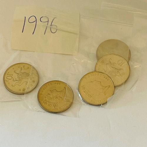 1996 Lion Passant Uncirculated Ten pence 10p Coins QE 2nd VAT Receipt