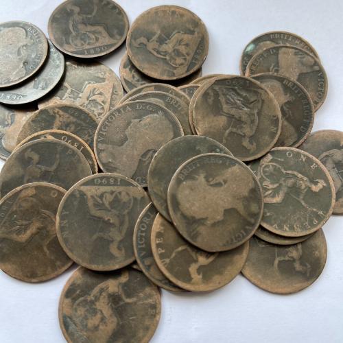 1893 Bun Head Queen Victoria Penny 1d Circulated History Coin Victorian Good