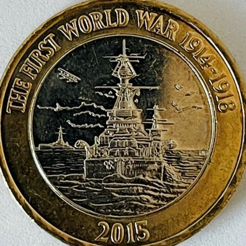 2015 HMS Navy War Ship The Sure Shield Of Britain Writing Upside Down Two Pounds