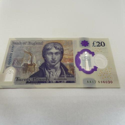 AA Twenty Pound Note AA17 536030 £20 Polymer Banknote Circulated Sarah John