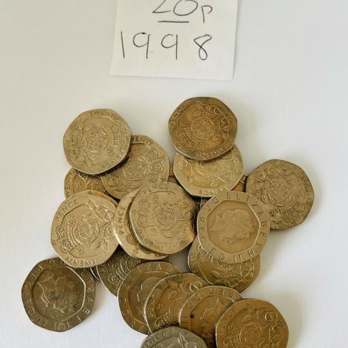 20p 1998 Circulated QE 2nd VAT Receipt Given
