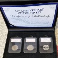 50th Anniversary Of The 50p Set 1969 - 2019 EEC And 2019 Britannia Privy Mark...