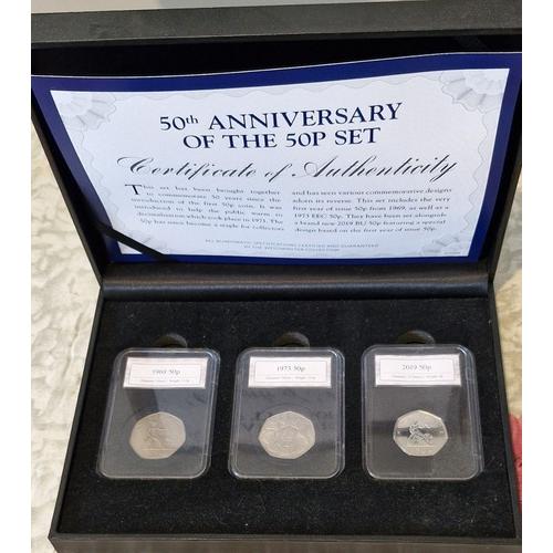 50th Anniversary Of The 50p Set 1969 - 2019 EEC And 2019 Britannia Privy Mark...