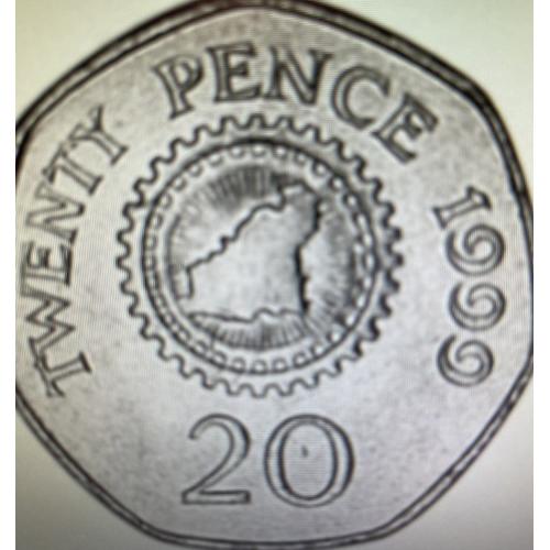 GUERNSEY 20P 1999 TWENTY PENCE Channel Island UK QE2nd Circulated Good Condition