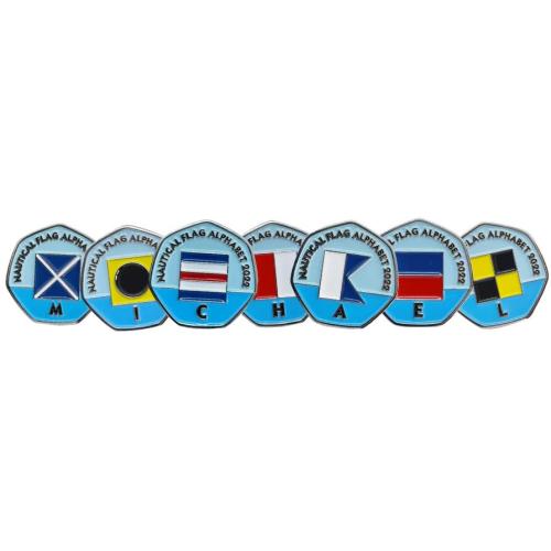 Michael - Nautical Flag Alphabet 2022 50p Shaped Coins TGBCH Ltd Edition Rare