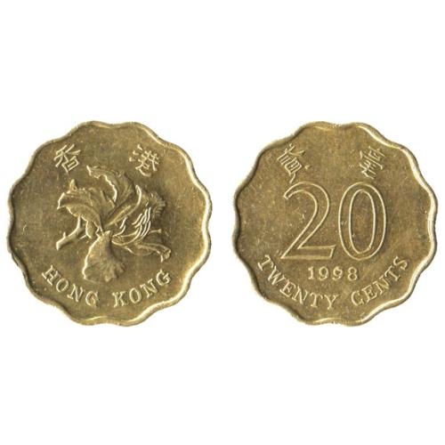 1997 Hong Kong 20 Cents Hong Kong Orchid Flower Circulated Condition