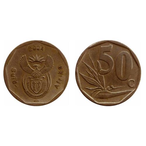 South Africa 50 Cents 2004 Circulated Condition VAT Receipt Given