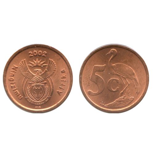South Africa 5 Cents 2002 South African Coat Of Arms Circulated Condition